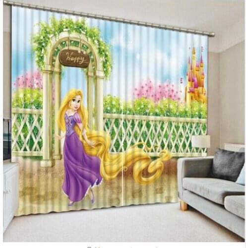 Cartoon Princess 3D Window Curtains Blackout living room wedding bedroom decorate Cortinas Drapes Rideaux Customized pillowcase