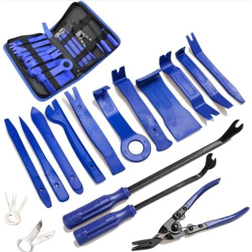 19Pcs Set Upholstery Car Panel Door Audio Trim Removal Tool Kit Auto Clip Pliers Fastener Remover Pry Tool Set with Storage Bag