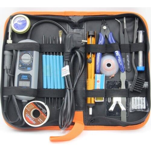 YIHUA 908D Adjustable thermostat Electric soldering iron set Welding repair tools kit set tweezers solder Iron tip