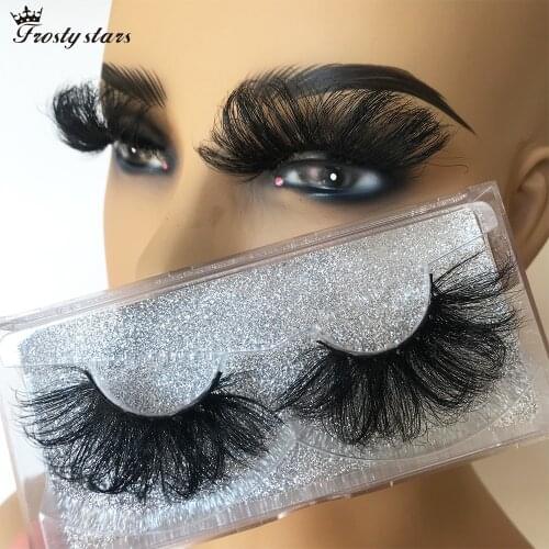 New Style 1 Pair 30mm False Eyelashes Wholesale Cross Fluffy Real Mink Lashes Thick 8D Mink Eyelashes Wispy Messy Fake Lashes