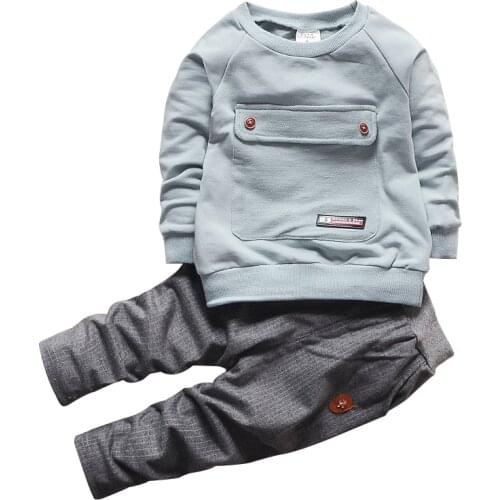 Baby boy clothes baby boy spring and autumn sweater two-piece suit boy big pocket sweater top pants baby boy leisure suit