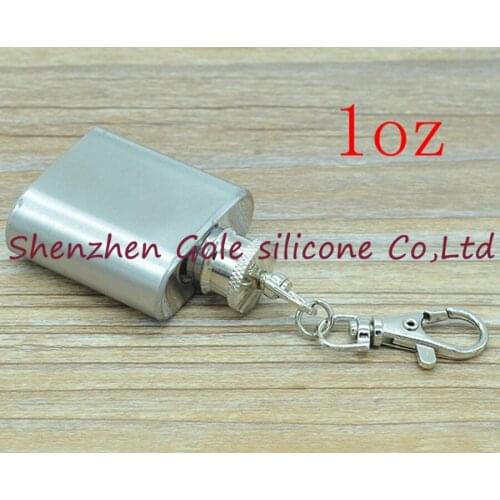Wholesale 200pcs/lot Whiskey Wine Pot carry pocket jug key chain Drinkware Flagon mini stainless steel keychain 1oz hip flask