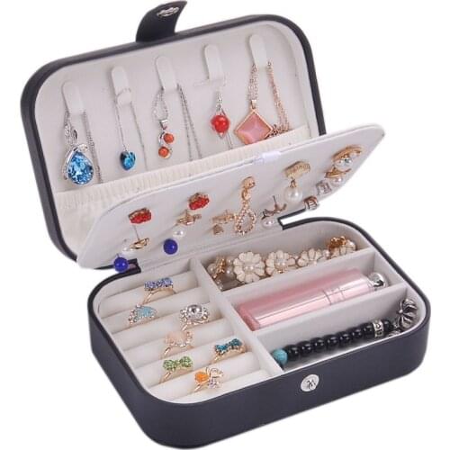 Protable Leather Earrings Ring Multi-function Jewelry Storage Box Korean Style Fresh And Simple Girl Earrings Plate Jewelry Box