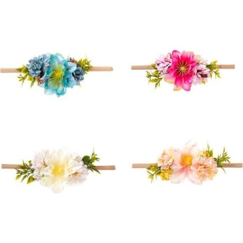 Oaoleer Princess Baby Girl Headband Flower Baby Hair Accessories Elastic Headband Flower Nylon Headbands Children Hair Band
