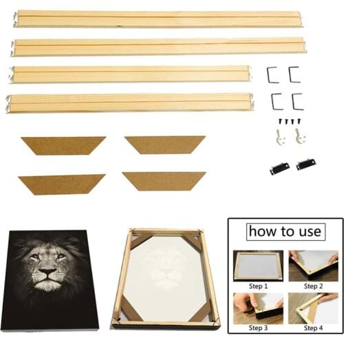 DIY Canvas Paintings Frame Natural Wood Photo Frame Painting Frame Wall Art Prints Posters Hanger Frame Home Install It Yourself