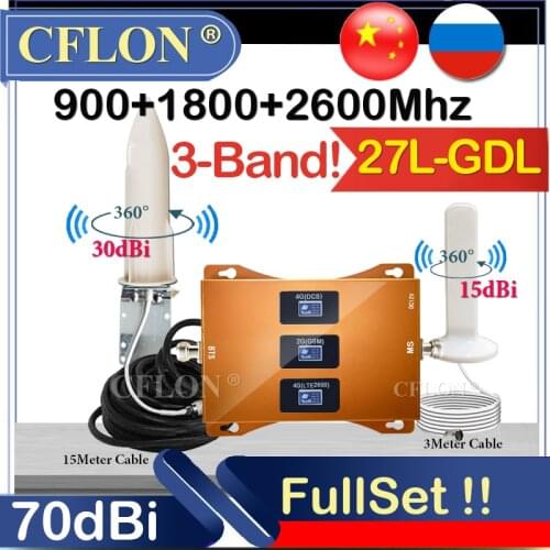 HOT!!4G Cellular Repeater 900 1800 2600Mhz GSM DCS LTE CellPhone Cellular Amplifier GSM Repeater 2G3G4G Signal Booster Repeater