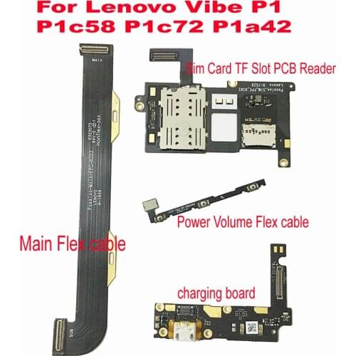 USB Charging Dock Charging PCB Board flex cable For Lenovo Vibe P1 P1c58 P1c72 P1a42 Sim Card TF Slot PCB Reader Power Volume