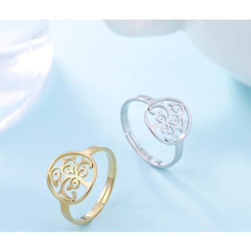 Teamer Vintage Wicca Tree of Life Ring Stainless Steel Fashion Jewelry Anniversary Bijoux for Women Men Amulet Finger Rings