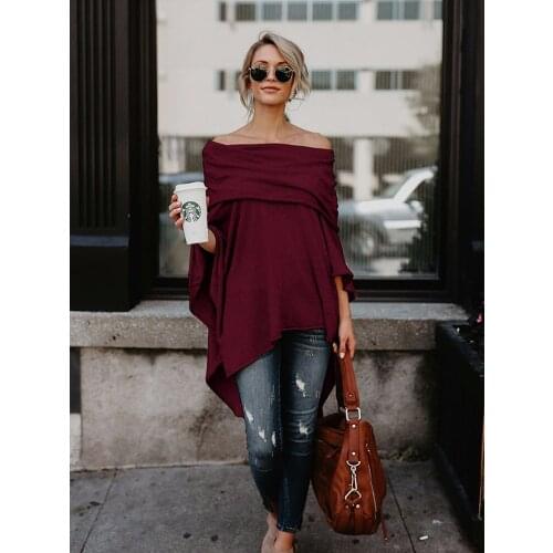 High Street Womens T-shirt Irregular Mid-length Shirt Slash neck Plus Size Tops Gothic Victorian Punk Sexy Fashion Tops