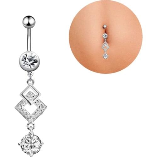 High Quality Fashion Belly Rings Sexy Piercing Nombril Navel Piercing Body Jewelry Crystal Stainless Steel Dangle Rings