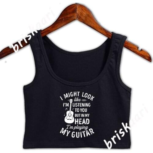 I Might Look Like Im Listening To You Music Guitar Crop Top Graphic Vintage Fashion S-2xl Natural Personalized Tank Top Vest