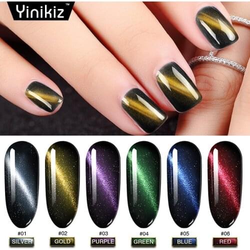 Yinikiz 6 Colors Cat Eyes Top Coat Gel 3D Effect Magnet Glue Nail Art Polish Pen Manicure Acryl Gel Nail Varnish Lacquer Pen