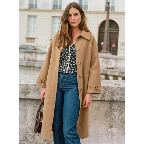 2020 Autumn and Winter New Double-sided Woolen Cloth Pure Handmade Wool Long Coat Jacket Women