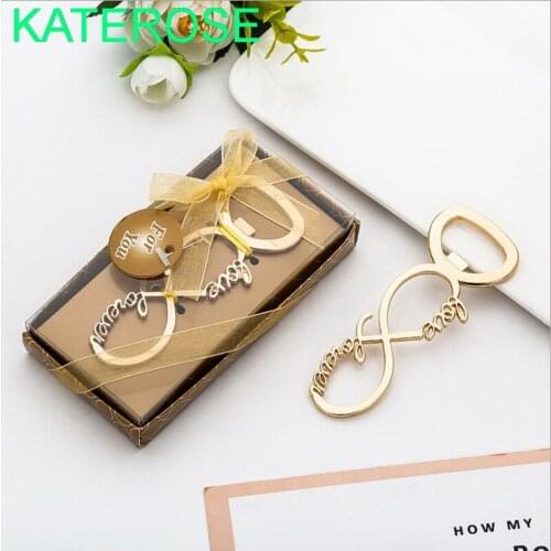 12PCS Infinity Design Gold Metal Bottle Opener Golden Wedding&Bridal Shower Favors