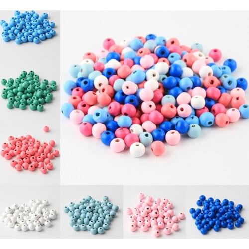 200Pcs/Lot 8mm Pick Color Lead-Free Loose Spacer Wooden Beads for Jewelry Makeing Baby Toys Crafts Wood Necklace Bead