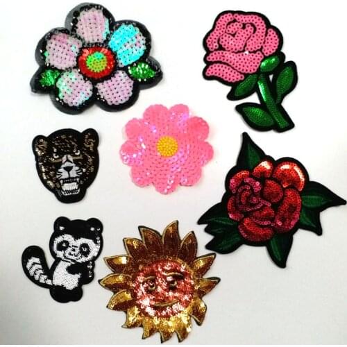 3D flower sequins patches for clothing DIY Sew on animal patch bear Embroidery applique parche ropa