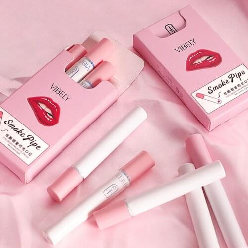 Slim Cigarette Lipstick Set 4 In 1 Boxes Velvet Matte No Fading Long Lasting Matte Lip Gloss Women Fashion Makeup