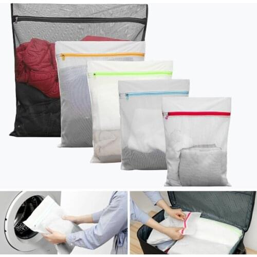 5pcs Mesh Laundry Bags Travel Storage Packing Wash Clothes Pouch Luggage Organizer