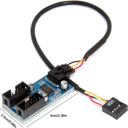 9pin USB Header Male 1 to 2/4 Female Extension Cable Card Motherboard 9-Pin USB Hub USB 2.0 9 pin Connector Adapter
