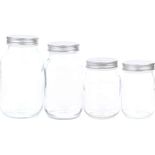 1Pcs 70mm Mouth Mason Jars And Lids 380ml/500ml/750ml/1000ml For Food Storage Canning Drinking Dry Food Yogurt