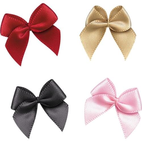 50Pcs Hand Satin Ribbon Bows DIY Craft Supplie Wedding Party Decor Gift Packing Bowknots Sewing Headwear Accessories Appliques