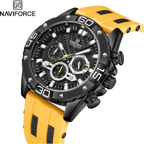 NAVIFORCE Sport Watches for Men Luxury Brand Blue Military Genuine Leather Wrist Watch Man Clock Fashion Chronograph Wristwatch