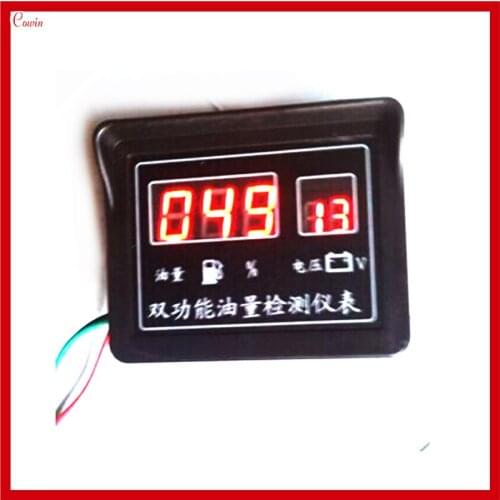 New 2 Funtions Digital 12v/24v Auto Car Voltmeter Voltage Meter Gauge + Fuel Oil Gauge Level Scale Meter