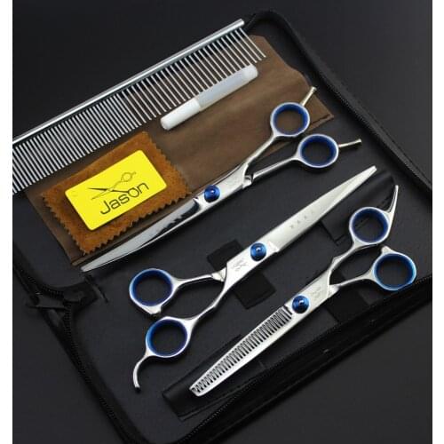 Jason 7 Inch Professional Pet Grooming Scissors Set Straight & Thinning & Curved Scissors For Dog Grooming