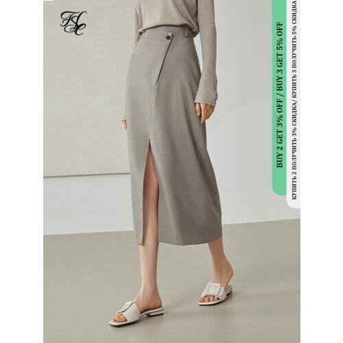 FANSILANEN 2021 Autumn New High Waist Split Mid-length Skirt Pure Color Temperament Asymmetry Vintage Gothic Women Dress