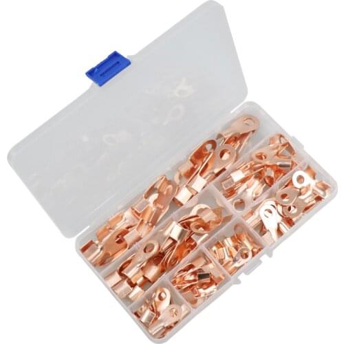 100PCS OT Type 5A 10A 20A 30A 40A 50A 60A 80A 100A Wire Terminal Copper Bare Nose Lugs Crimp Open Mouth Cable Connector Splice