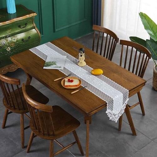 Lace Table Cloth Chair Sash White Floral Runner Rose Dinner Banquet Soft (size: 30*180cm) 180cm Skin-friendly Coffee Decoration