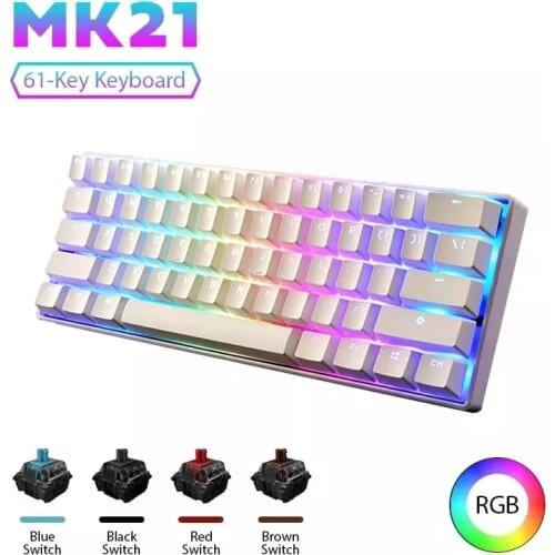 MK21 Gaming Mechanical Keyboard 61 Keys RGB Backlight USB-C Wired PBT Keycaps Red/Blue/Brown/Black Switchs For E-sports Gamer PC