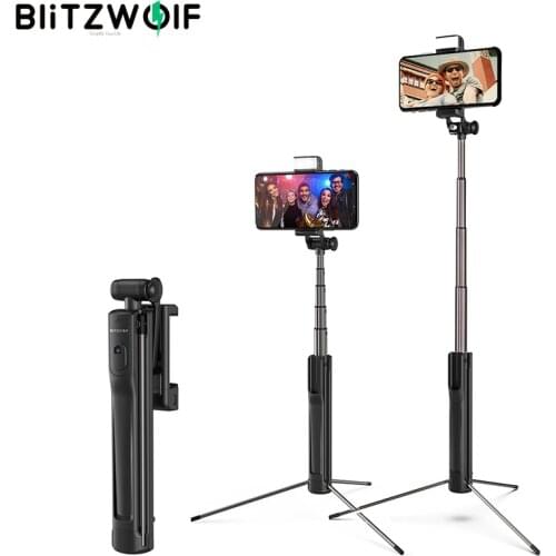 Blitzwolf BW-BS8 LED Fill Light Selfie Stick 3 in 1 Extendable bluetooth Tripod Monopod For iPhone For Samsung Xiaomi Camera