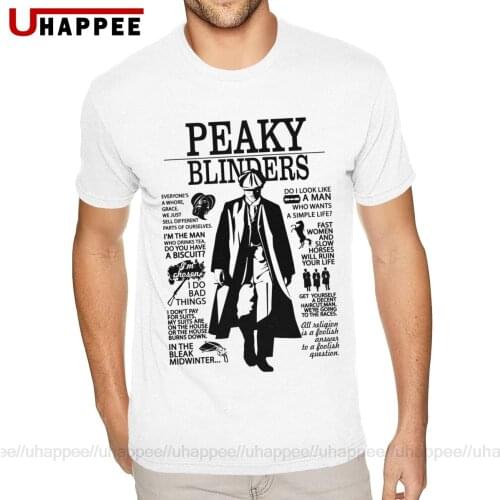 Printed Peaky Blinders Tees Shirt Mens Design Your Own Short Sleeves Cotton Round Neck Tee