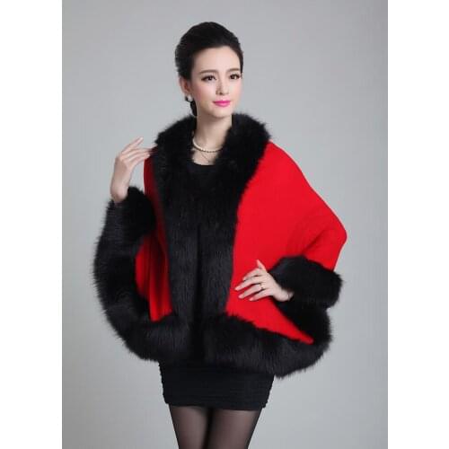 Winter Fur Coat Women Cape Plus Size Crochet Poncho 2021 Autumn Winter Faux Fur Cape Coat Women Warm Outwear Black Cloak Poncho