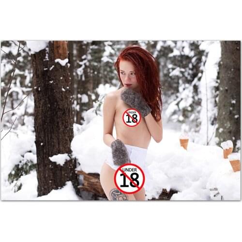 Sexy Girl in the Snow Wallpaper Adult Artistic Posters Canvas Wall Art Paintings for Home Room Decor