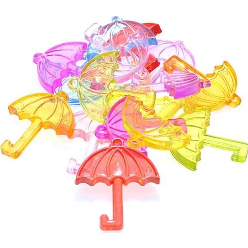 Wholesale Colorful Acrylic Bubblegum Necklace Pendants Cute Unberella Shape Plastic Jewelry Ornament Charms 33x29x4mm 340pcs