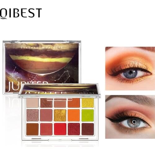 QIBEST Planet Eyeshadow Palette 15 Colors Matte Shimmer Pigment Eye Shadow Shiny Glitter Eye Makeup Pallete Cosmetics Powder