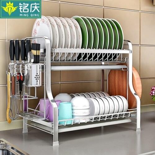 Bowl drain rack No punching 304 stainless steel kitchen shelf Dish storage box Draining rack kitchen appliances