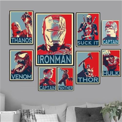 Disney Classic Marvel Hero Canvas Painting Comics Spiderman Iron Man Prints Posters Wall Art Pictures For Living Room Decoration