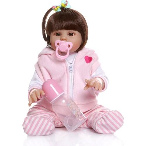 48cm Full Silicone Baby Reborn Doll pink piggy dress girl Lovely Kid Birthday Gift Play House Toys
