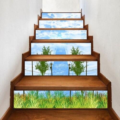 Self Adhesive 3D Wallpapers Renovation DIY PVC Stickers Stair Green Pattern Waterproof Home Decoration Decal Print Art Picture