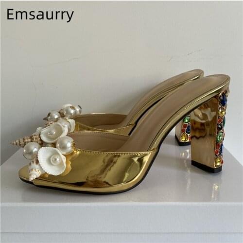 Diamond Air Mesh Butterfly-Flower Sandals Women Jeweled Crystal High Heel Slingbacks Peep Toe Summer Mules Lady