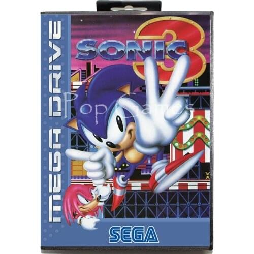Sonic 3 with Box for 16 bit Sega MD Game Card for Mega Drive for Genesis Video Console