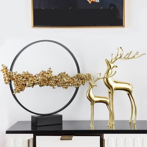 Modern Golden Metal Coral Statue Handicraft Decorations Christmas Decoration For Home Sculpture Escultura Home Decor Accessories