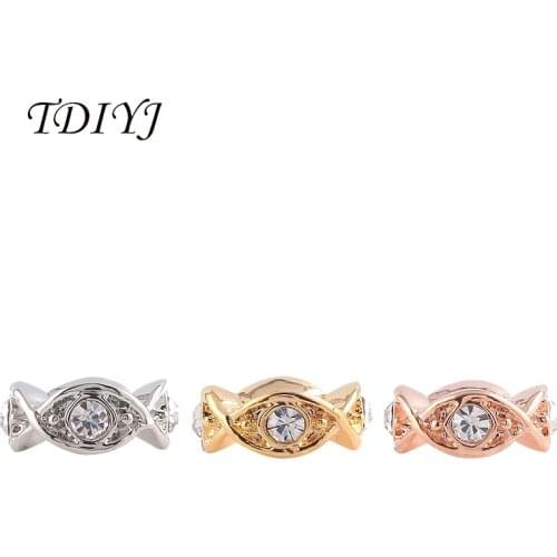 TDIYJ New 6MM Diameter Round Shining Crystal Charms for Sheepskin Leather Bracelets as Jewelry Gifts 6Pcs/lot