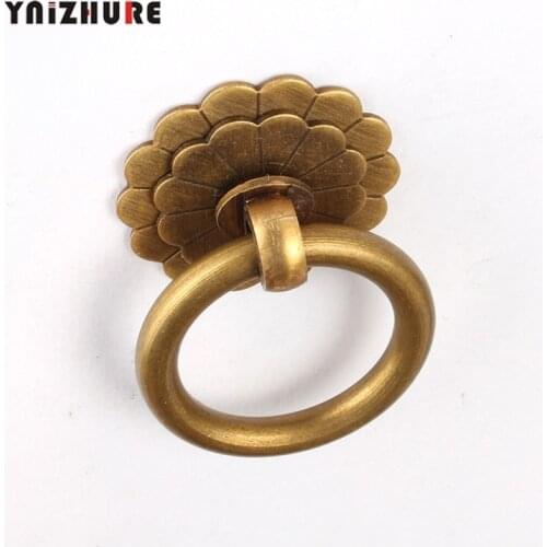 Vintage Style Brass Knobs Drawer Cabinet Knobs Pulls Antique Bronze Drop Rings Dresser Door Handles Pulls Knobs