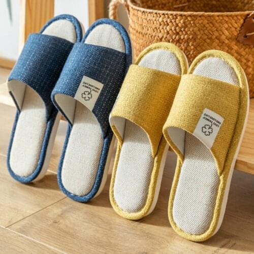 Women Linen Shoes Household Bedroom Slippers Indoor Floor Mute Sandals Plush Comfortable Zapatillas de mujer Spring Autumn