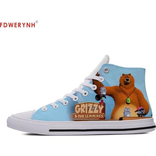 Womens Customized Casual Canvas Shoes For Grizzy And The Lemmings High Top Shoes Women Breathable Custom Shoes
