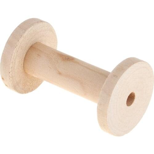 1x Empty Wooden Spools for Thread Wire Natural Color Handicrafts